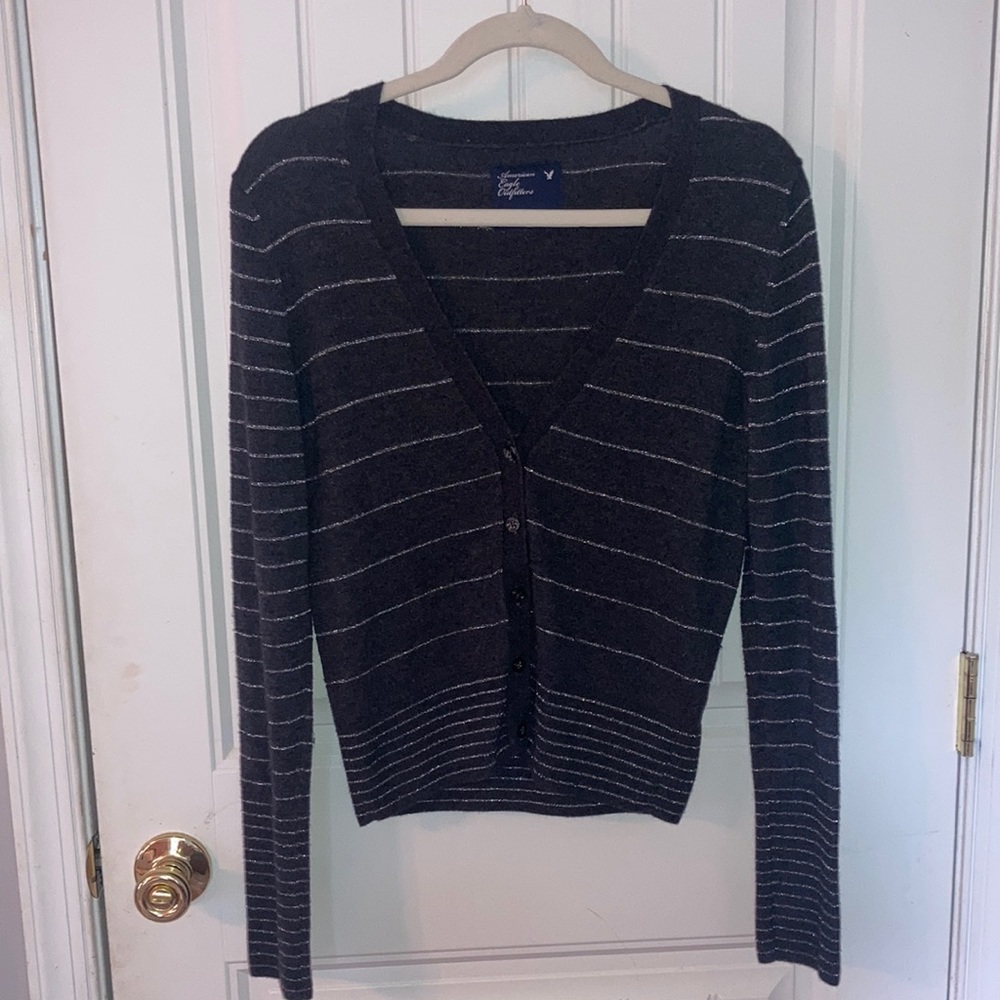 American Eagle striped cardigan.